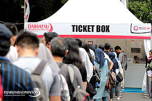 Suasana antrean tiket Daihatsu Indonesia Masters 2018, Januari lalu.