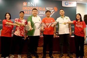 Sesi jumpa pers Indonesia Masters II 2023 di Surabaya (Humas PP PBSI)