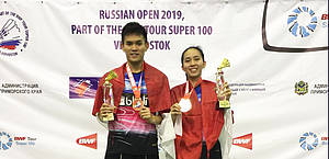 Adnan Maulana/Mychelle Chrystine Bandaso (Indonesia) keluar sebagai juara ganda campuran Russia Open 2019.