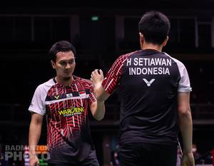 Selebrasi kemenangan Hendra Setiawan/Mohammad Ahsan (Indonesia). (Copyright: Badmintonphoto | Courtesy of BWF)