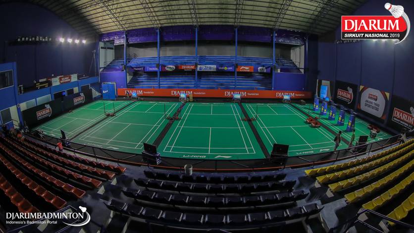 Suasana persiapan Djarum Sirkuit Nasional Li-ning Kalimantan Selatan Open 2019 di GOR Berkat Abadi.