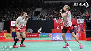 Selebrasi kemenangan Maiken Fruergaard/Sara Thygesen (Denmark).