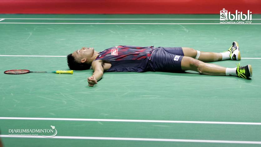 Kento Momota Setelah Mengalahkan Lee Chong Wei di Semifinal Blibli Indonesia Open 2018