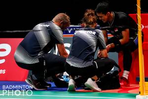 Jonatan Christie mengalami cedera pinggang dan memutuskan mundur dari Denmark Open 2021 (Badminton Photo/Mikael Ropars)