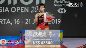 Akane Yamaguchi (Jepang) saat menjuarai Blibli Indonesia Open 2019 BWF World Tour Super 1000.