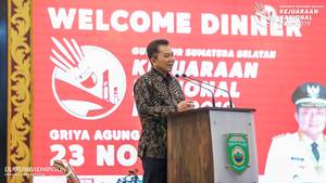 Sekretaris Jenderal PP PBSI, Achmad Budiharto saat memberikan sambutan.