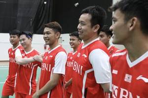 Sejumlah pemain dalam regu putra Indonesia pada Piala Thomas 2022 (Humas PP PBSI)