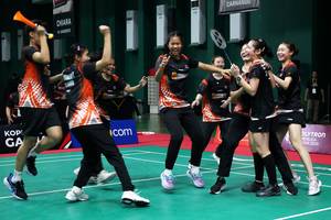 Selebrasi para pemain Granular Thailand (Djarum Badminton/Edward Luhukay) Selebrasi para pemain Granular Thailand (Djarum Badminton/Edward Luhukay)