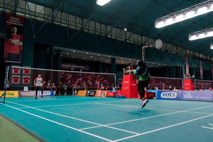 Salah satu pertandingan pada babak turnamen Audisi Umum PB Djarum 2022 (Djarum Badminton)
