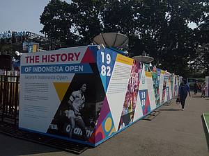 Papan sejarah Indonesia Open dari tahun ke tahun.
