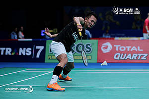 Ihsan Maulana Mustofa saat tampil di BCA Indonesia Open.