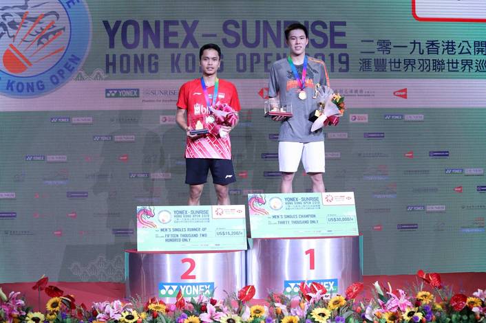 Anthony Sinisuka Ginting (Indonesia) keluar sebagai runner up Hong Kong Open 2019 BWF World Tour Super 500.