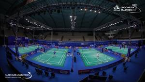 Suasana GOR Ken Arok, Malang, Jawa Timur saat persiapan Yuzu Indonesia Masters 2019 BWF Tour Super 100.