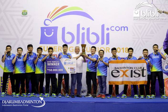 Tim beregu putra U-17 Exist Jakarta juara Blibli Superliga Junior 2018.