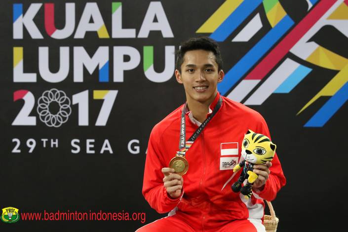 Jonatan Christie Berhasil Mempersembahkan Medali Emas Untuk Indonesia Dari Cabang Olahraga Bulutangkis SEA Games 2017. (foto: PBSI)