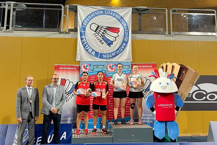 Podium juara dan runner-up nomor ganda putri Luxembourg Open 2022 (PB Djarum)