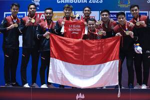 Indonesia raih medali emas beregu putra SEA Games Kamboja 2023 (Humas PP PBSI)