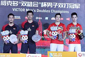 Hendra Setiawan/Mohammad Ahsan (kiri) keluar sebagai runner up China Open 2019 BWF World Tour Super 1000.