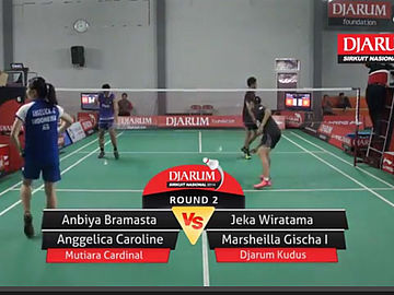 Anbiya Bramasta/Anggelica Caroline (PB. Mutiara Cardinal Bandung) VS Jeka Wiratama/Marsheilla Gischa Islami (PB. Djarum Kudus)