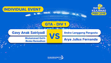 Tiket.com Kejurnas 2018 | GTA DIV 1 | Satriyadi/Ramadhan VS Andre/Arya