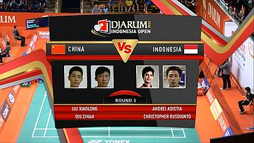 Liu Xiaolong/Qiu Zihan (China) VS Andrei Adistia/Christopher Rusdianto (Indonesia) Round 1 Mens Double DJARUM Indonesia Open Super Series Premier 2012