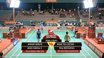 Apriani R./ Jauza F.(PELATPROV PBSI DKI JAKARTA) VS Nisak Puji / Rika Rositawati (PB MUTIARA BANDUNG)