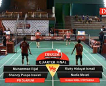 Muhammad R/Shendy P (Djarum Kudus) VS Rizky H/Nadia M (Hi Qua Wima Surabaya/Pertamina Fastron)