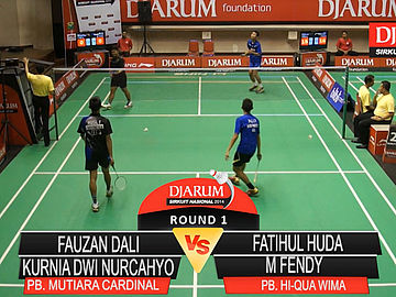 Fauzan Dali/Kurnia Dwi Nur Cahyo (PB. MUTIARA CARDINAL) VS Fatihul Huda/M. Fendy (PB. HI-QUA WIMA)