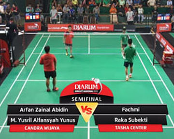 Arfan Zainal Abidin/M. Yusril Alfansyah Yunus (Candra Wijaya) VS Fachmi/Raka Subekti (Tasha Center)