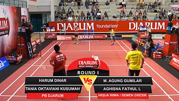 Harum Dinar/Tania Oktaviani Kusumah (Djarum Kudus) VS M. Agung Gumilar/Aghisna Fathul L (Hiqua Wima Surabaya/Semen Gresik)