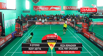 M Effendi/Rizky Aditya (PB Fajar P Raya) VS Reza Romadhon/Rizal May Umayardi (Mutiara Cardinal Bandung)