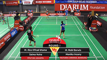 M. Robi Darwis/Monika Insany (Mutiara Cardinal Bandung) VS M. Zico Effrad Utama/Salma Nuha (PPLP DKI Jakarta)