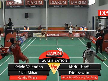 Kelvin Valentino/Rizki Akbar (PB. Candra Wijaya) VS Abdul Hadi/Dio Irawan (PB. Aufa Kalsel/PB. Victory Bandung)