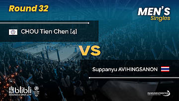 Round 32 | MS | CHOU [4] (TPE) vs AVIHINGSANON (THA) | Blibli Indonesia Open 2019
