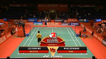 Lee Chong Wei (MALAYSIA) VS Wang Zhengming (CHINA) Djarum Indonesia Open 2013