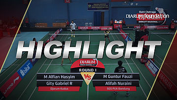 M Alfian H/Gity Gabriel R (Djarum Kudus) VS M Guntur F/Alifah Nuraini (SGS PLN Bandung)