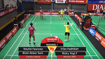Naufal Fawwaz/Rizki Akbar Sani Muharam (Candra wijaya) VS Irfan Fadhillah Putra/Rizky Yogi Fernanda (Mentari RBT)