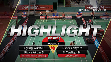 Agung Wirya/Rizky Akbar (Pusdiklat Telkom Bandung) VS Dicky Cahya/M. Taufiqul Hafizh (Djarum Kudus)
