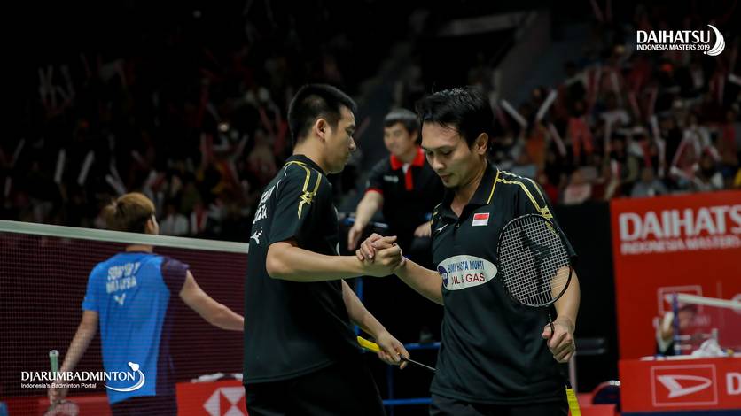 Hendra Setiawan/Mohammad Ahsan (Indonesia) teamwork in field
