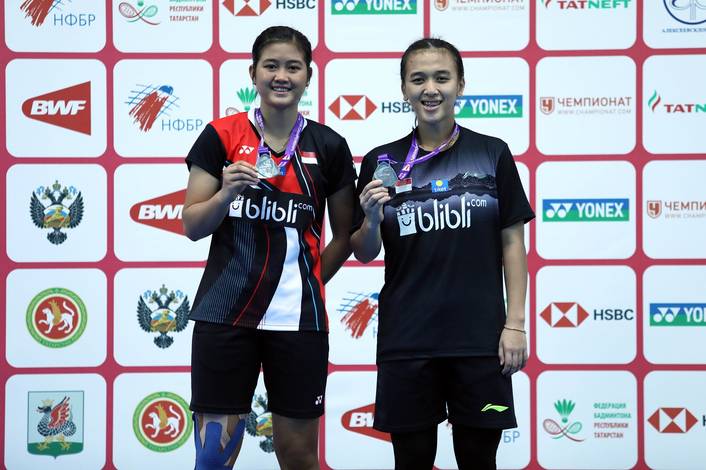Runner up WJC 2019, Febriana Dwipuji Kusuma/Amalia Cahaya Pratiwi (Indonesia). (Foto: PP PBSI) Runner up WJC 2019, Febriana Dwipuji Kusuma/Amalia Cahaya Pratiwi (Indonesia). (Foto: PP PBSI)
