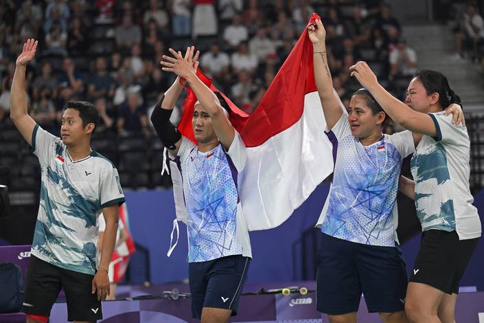 Fredy Setiawan, Hikmat Ramdani, Leani Ratri Oktila, & Khalimatus Sadiyah (NPC Indonesia/Agung Wahyudi) Fredy Setiawan, Hikmat Ramdani, Leani Ratri Oktila, & Khalimatus Sadiyah (NPC Indonesia/Agung Wahyudi)