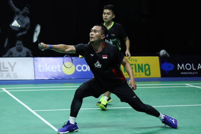 Mohammad Ahsan/Leo Rolly Carnando menyambut pengembalian. Mohammad Ahsan/Leo Rolly Carnando menyambut pengembalian.