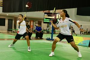 Simulasi pertandingan antara Indonesia dan Rusia di pelatnas PBSI, Cipayung, Jakarta (Humas PP PBSI)