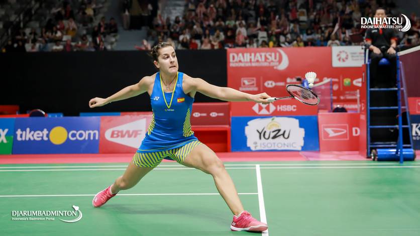 Carolina Marin (Spanyol) mengembalikan shuttlecock. Carolina Marin (Spanyol) mengembalikan shuttlecock.