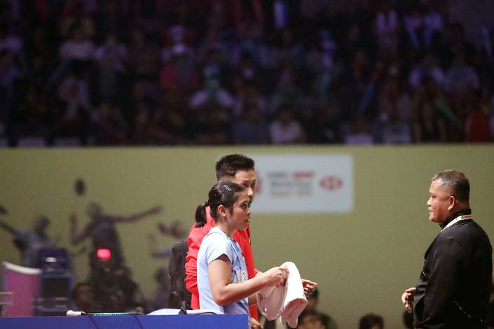Indra Wijaya, Gregoria Mariska Tunjung, & Herli Djaenudin (Djarum Badminton) Indra Wijaya, Gregoria Mariska Tunjung, & Herli Djaenudin (Djarum Badminton)