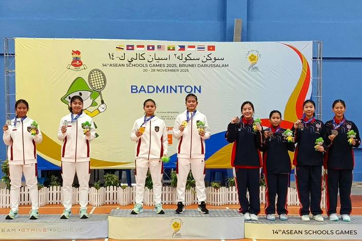 Podium ganda putri pada ASEAN School Games 2025 (Humas PP PBSI)