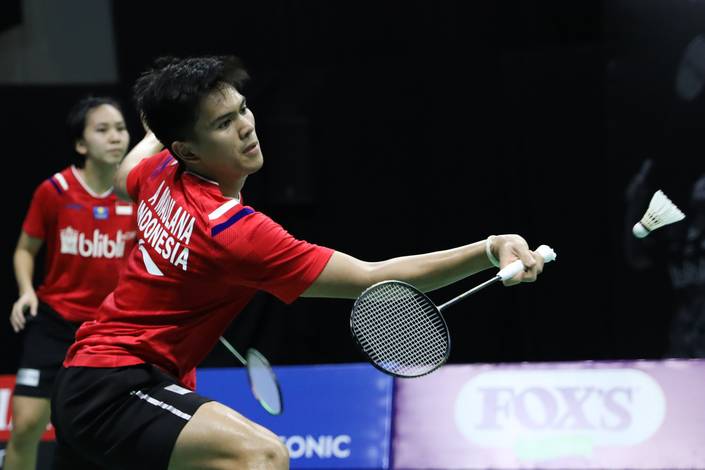 Adnan Maulana/Mychelle Crhystine Bandaso menyambut pengembalian. Adnan Maulana/Mychelle Crhystine Bandaso menyambut pengembalian.