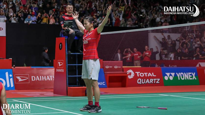 Selebrasi kemenangan Greysia Polii (Indonesia). Selebrasi kemenangan Greysia Polii (Indonesia).