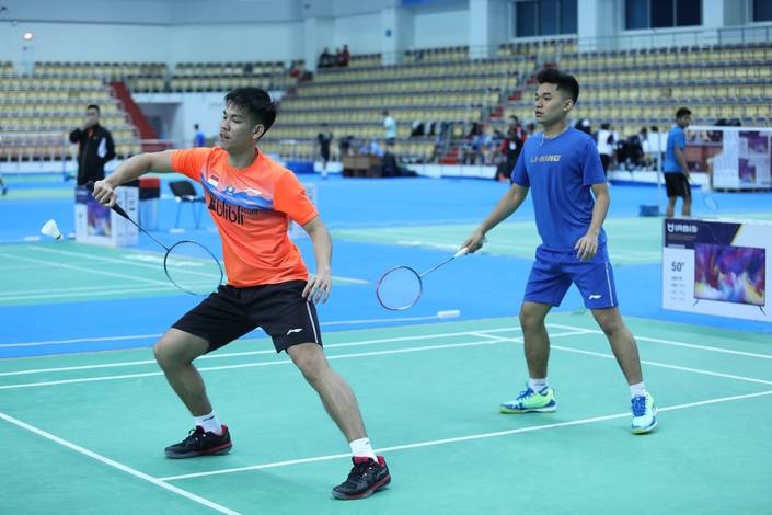 Leo Rolly Carnando/Daniel Marthin (Indonesia) saat menjalani sesi latihan. Leo Rolly Carnando/Daniel Marthin (Indonesia) saat menjalani sesi latihan.