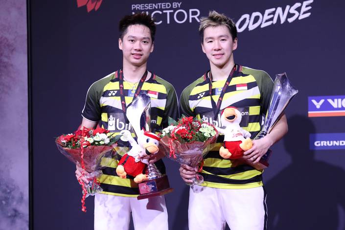 Kevin Sanjaya Sukamuljo/Marcus Fernaldi Gideon juara Denmark Open 2018 BWF World Tour Super 750. Kevin Sanjaya Sukamuljo/Marcus Fernaldi Gideon juara Denmark Open 2018 BWF World Tour Super 750.